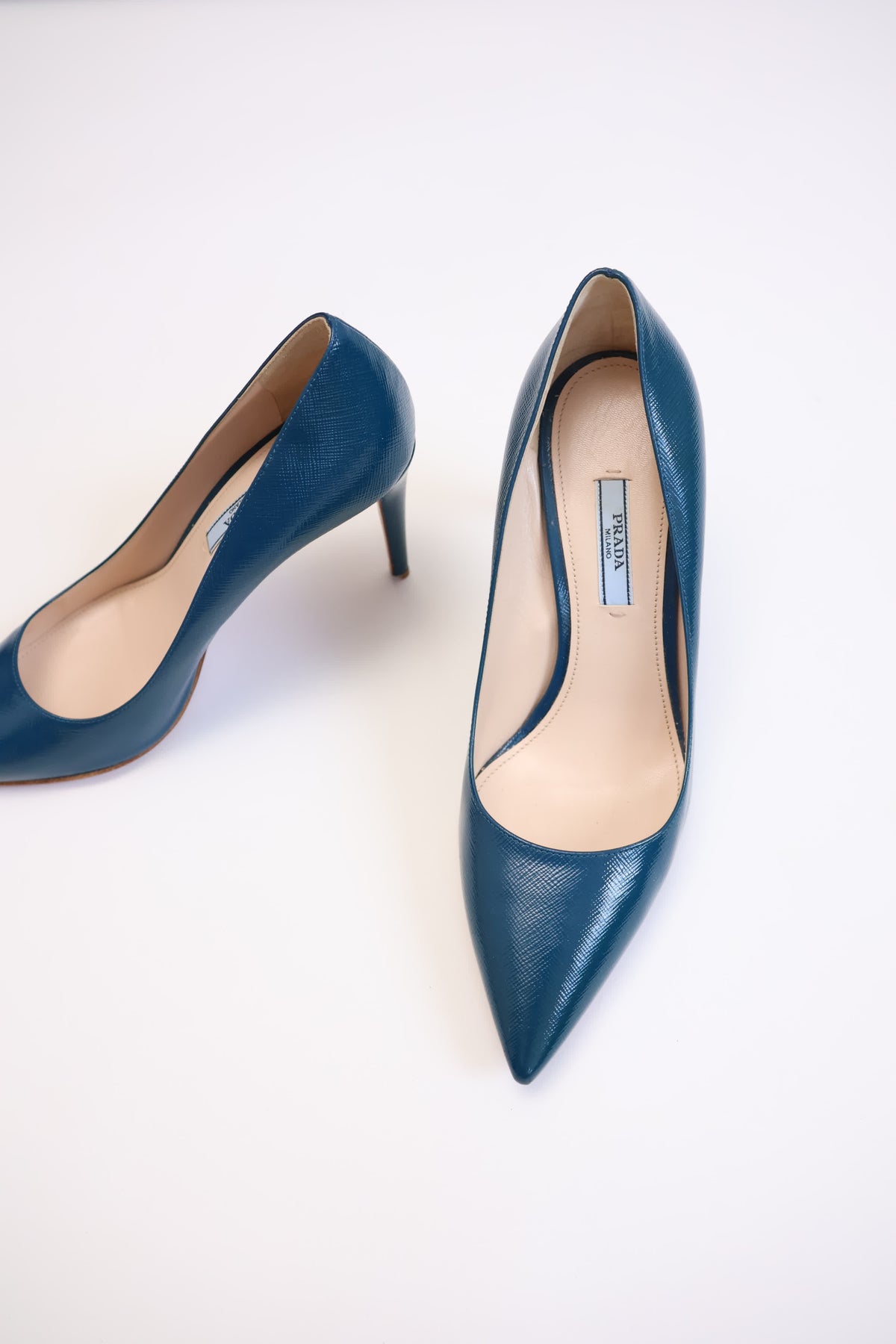 Prada Blue Patent Leather Pumps