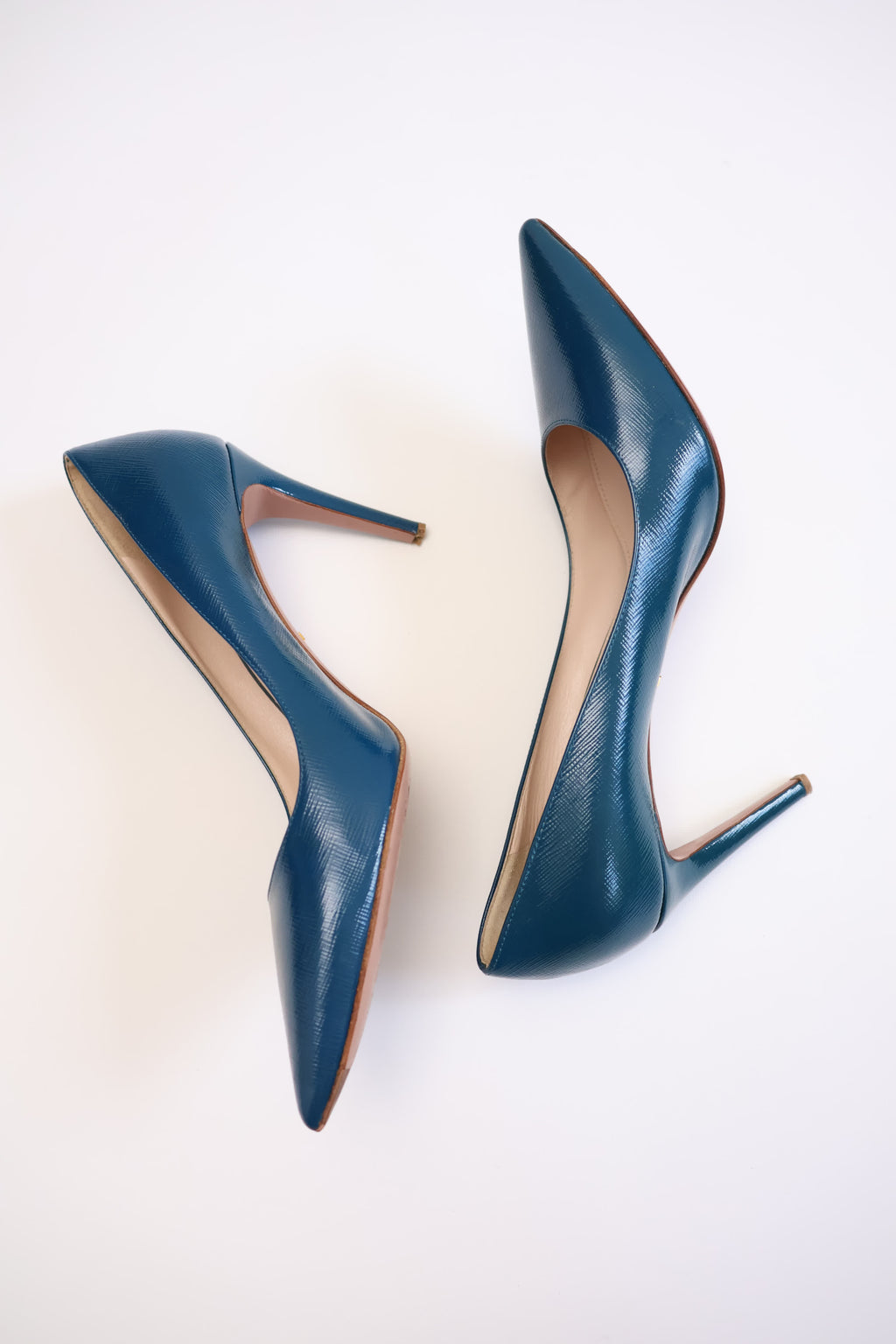 Prada Blue Patent Leather Pumps
