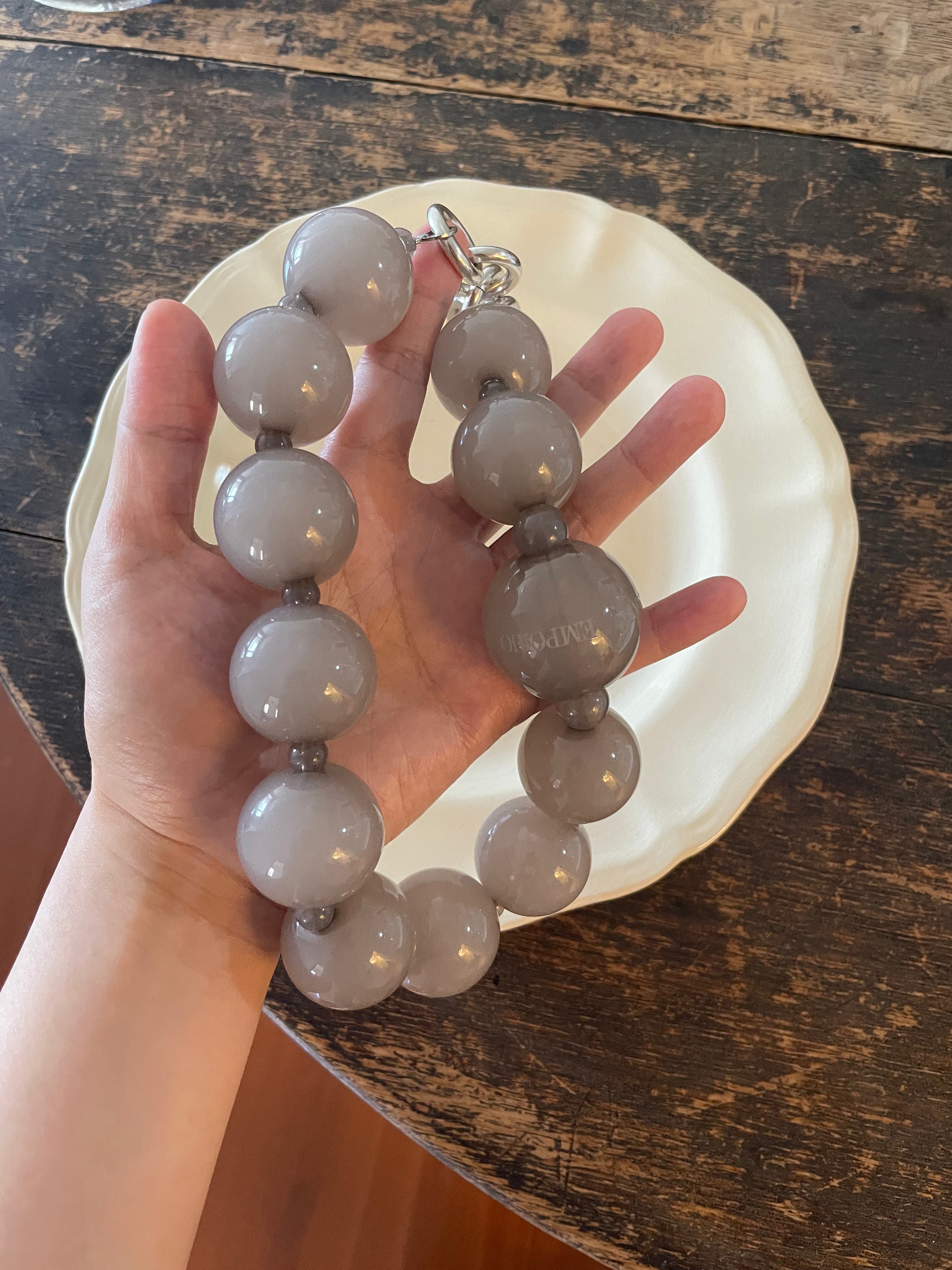 Emporio Armani Grey Statement Bead Necklace