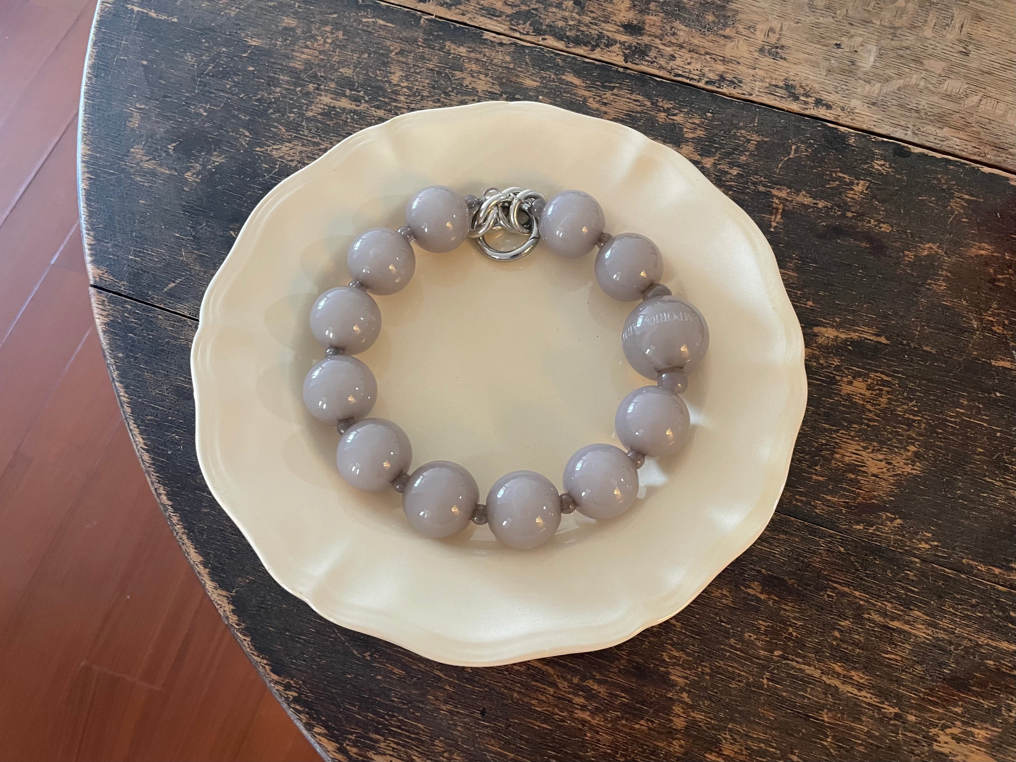 Emporio Armani Grey Statement Bead Necklace