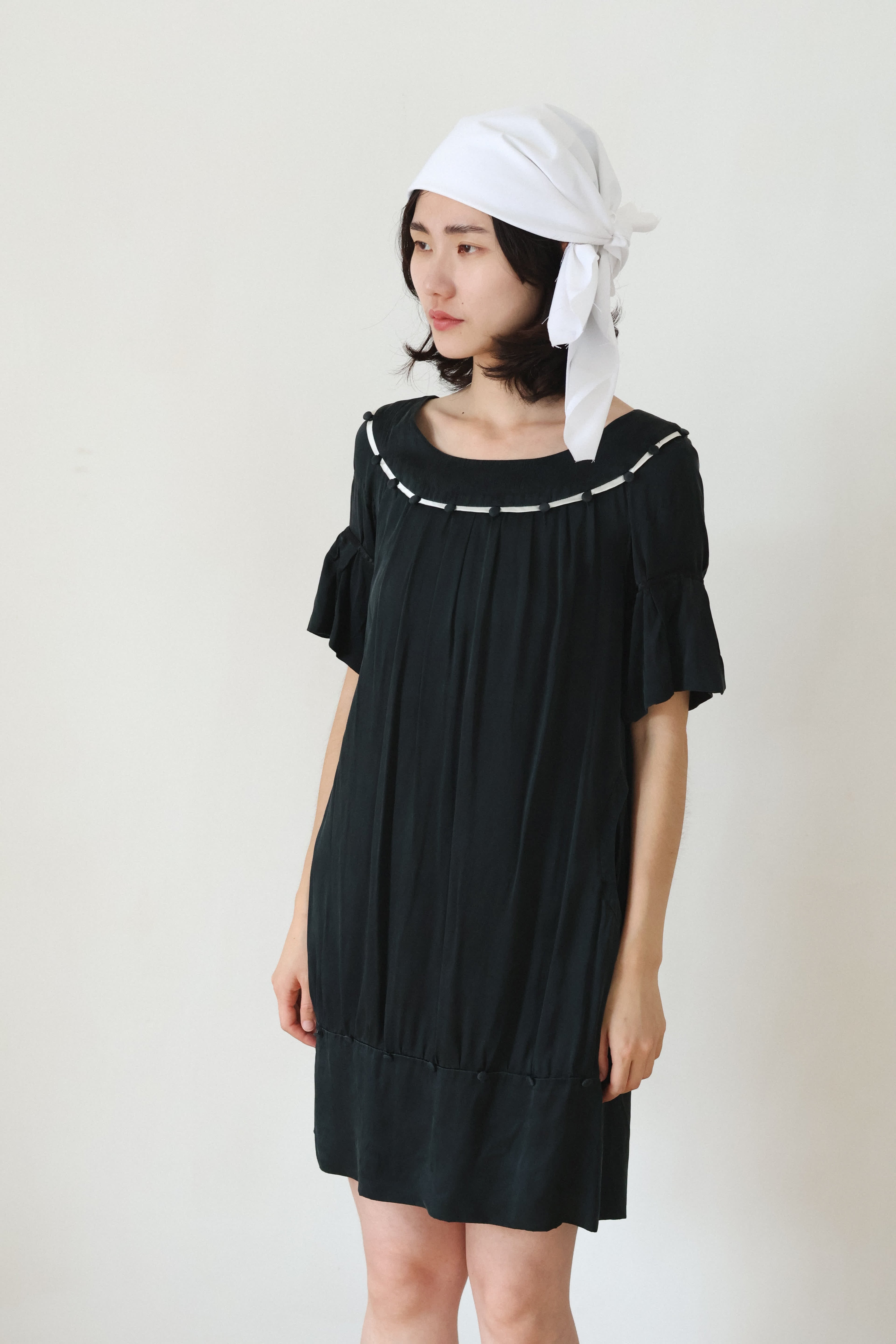 See by Chloé Black Silk Pleated Dress