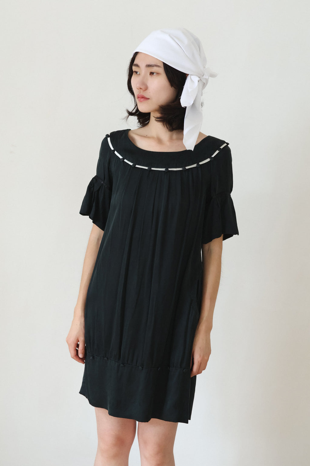 See by Chloé Black Silk Pleated Dress