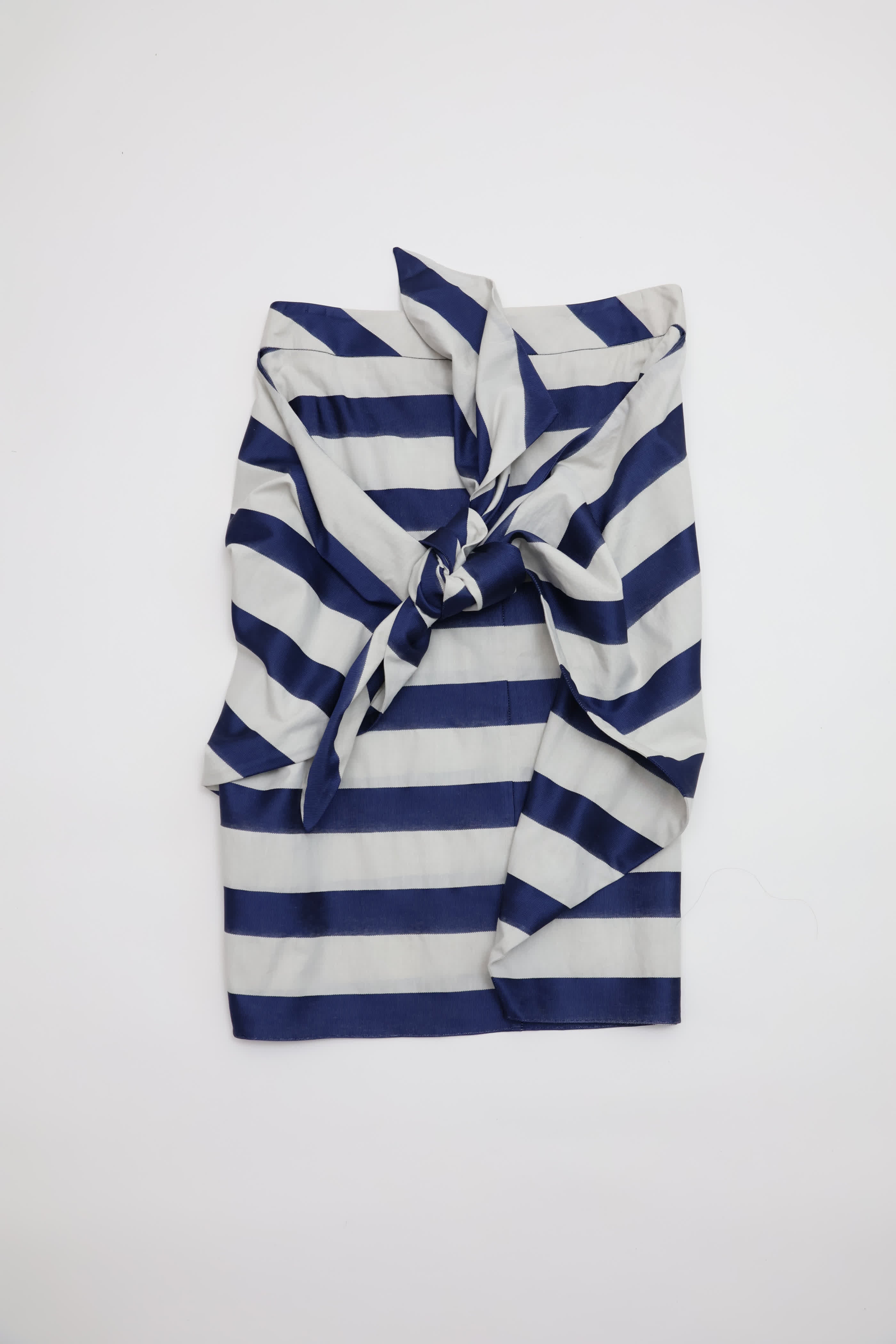 Emporio Armani Blue Striped Tie-Front Skirt