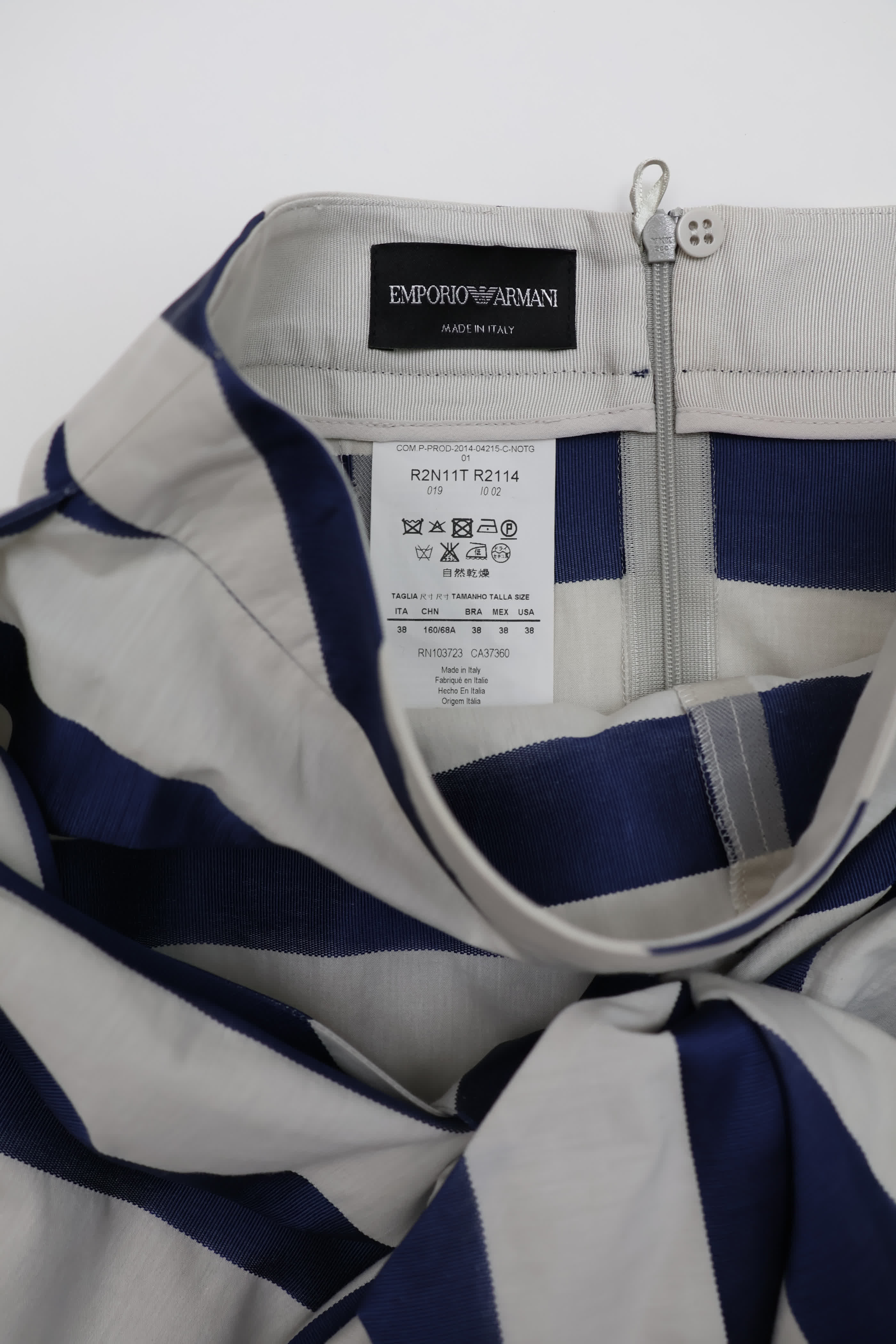 Emporio Armani Blue Striped Tie-Front Skirt