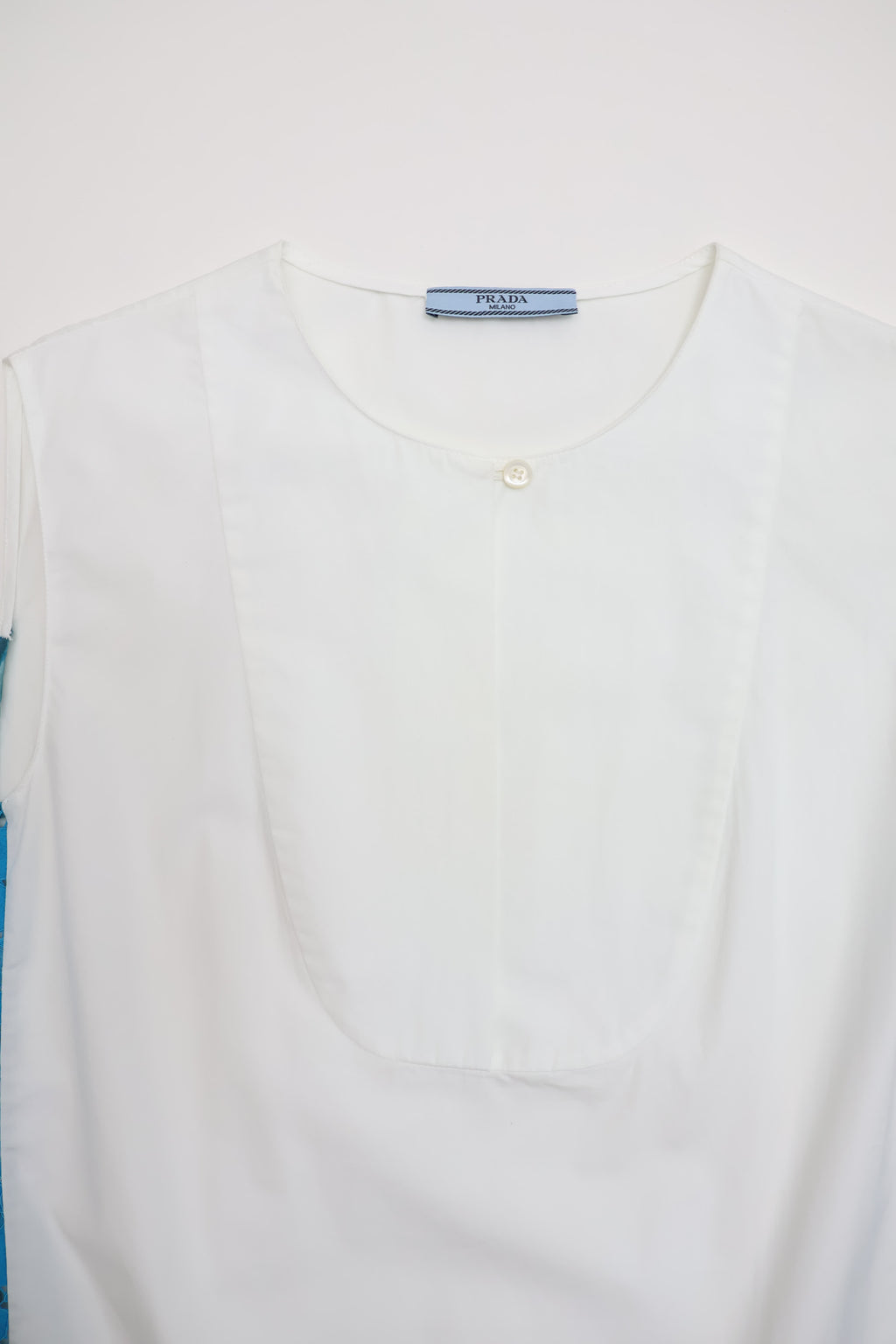 Prada Mixed-Media Aqua Blue Lace Sleeveless Top