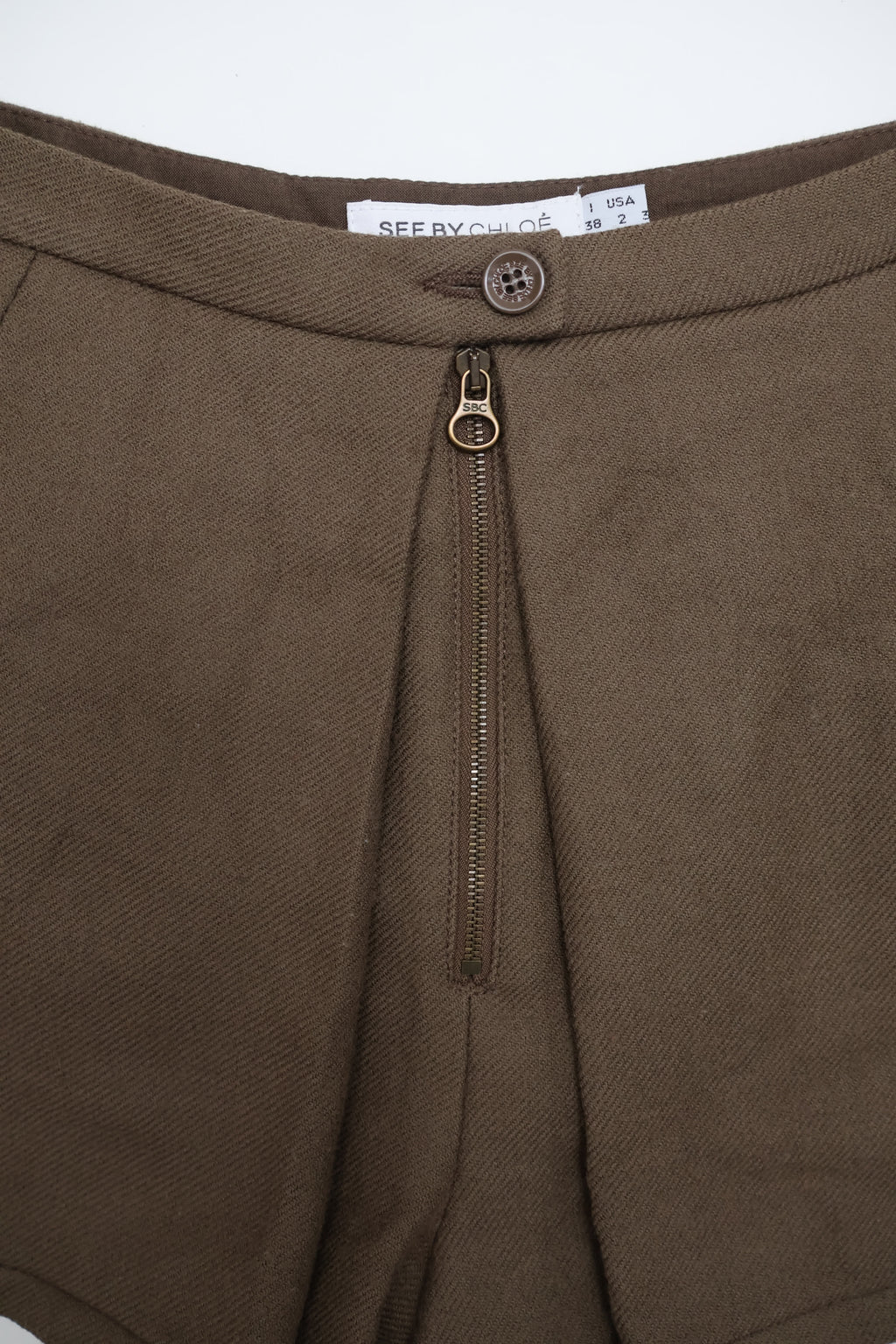 See by Chloé Coffee Brown Wool Shorts