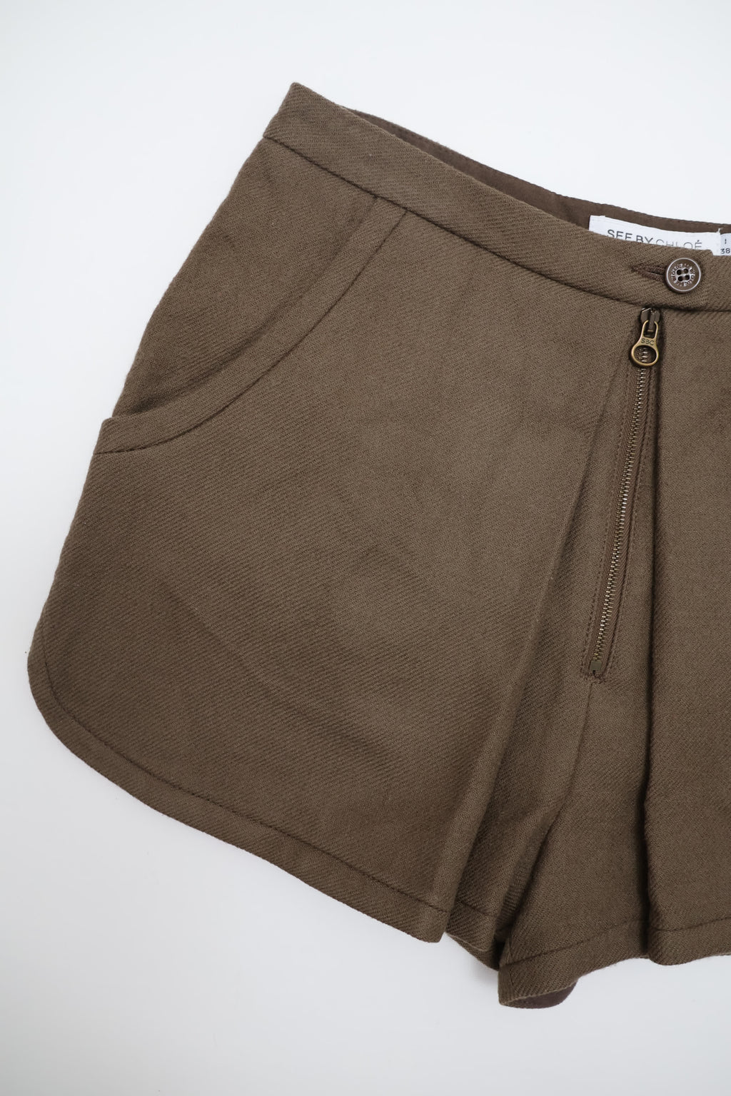 See by Chloé Coffee Brown Wool Shorts