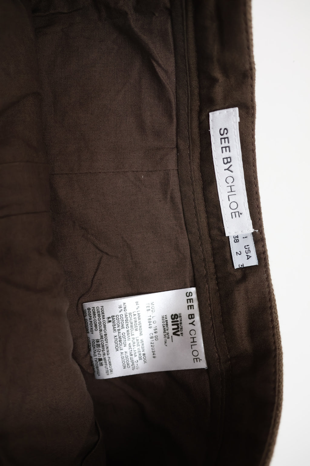 See by Chloé Coffee Brown Wool Shorts