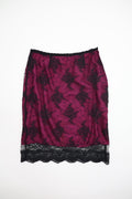 DKNY Purple Sheer Silk Lace Trim Skirt