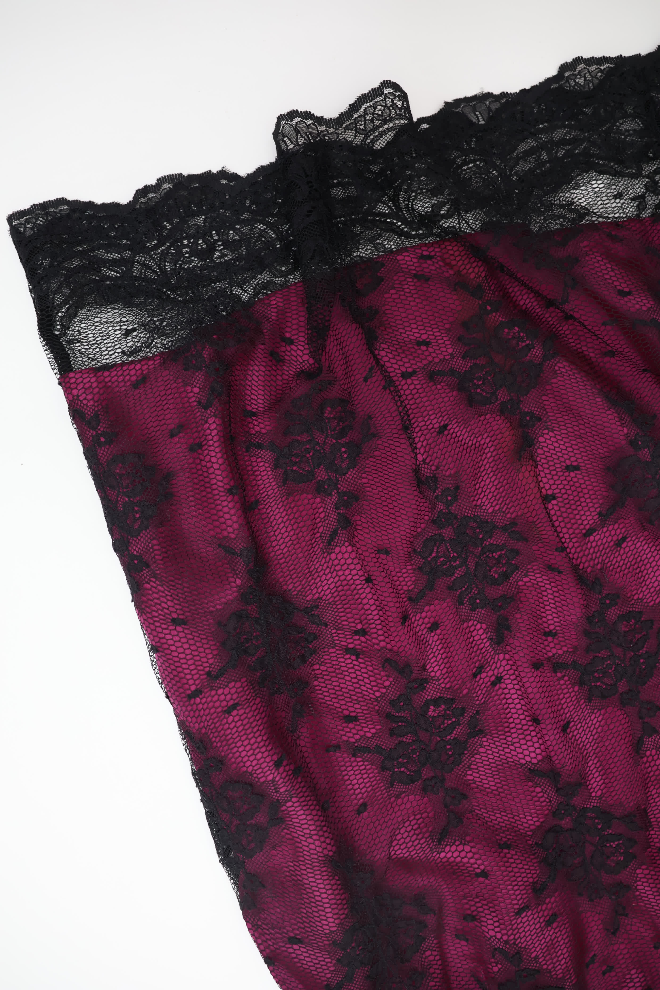 DKNY Purple Sheer Silk Lace Trim Skirt