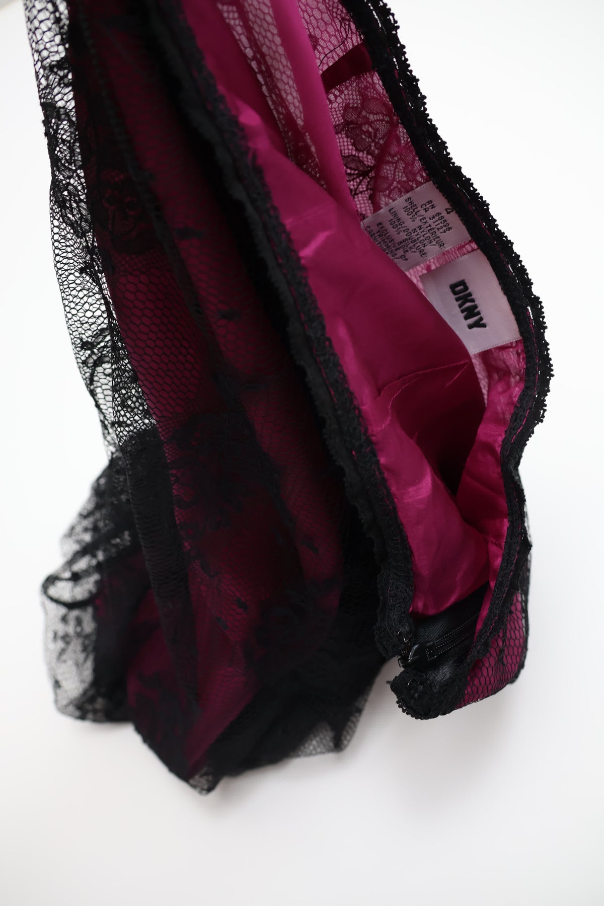 DKNY Purple Sheer Silk Lace Trim Skirt