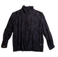 Black Sheer Patterned Top with Gold Buttons