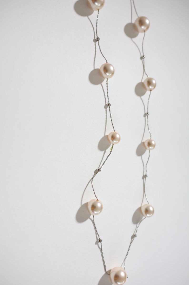 Pale Pink Long Pearl Necklace