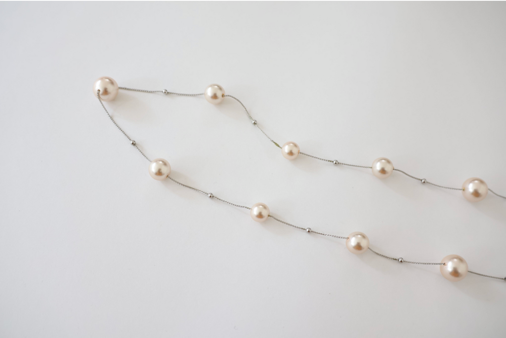 Pale Pink Long Pearl Necklace