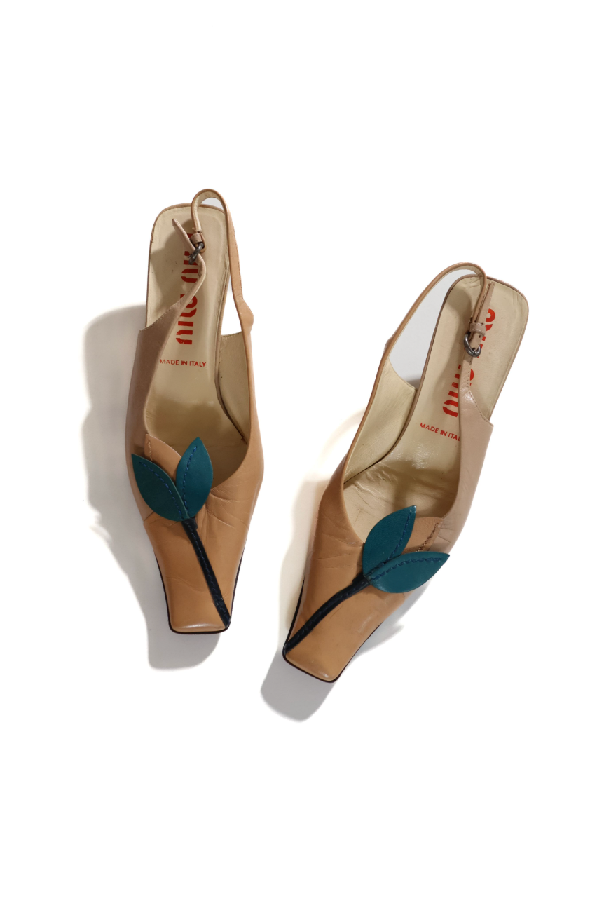 Miu Miu Tulip Genuine Leather Heels