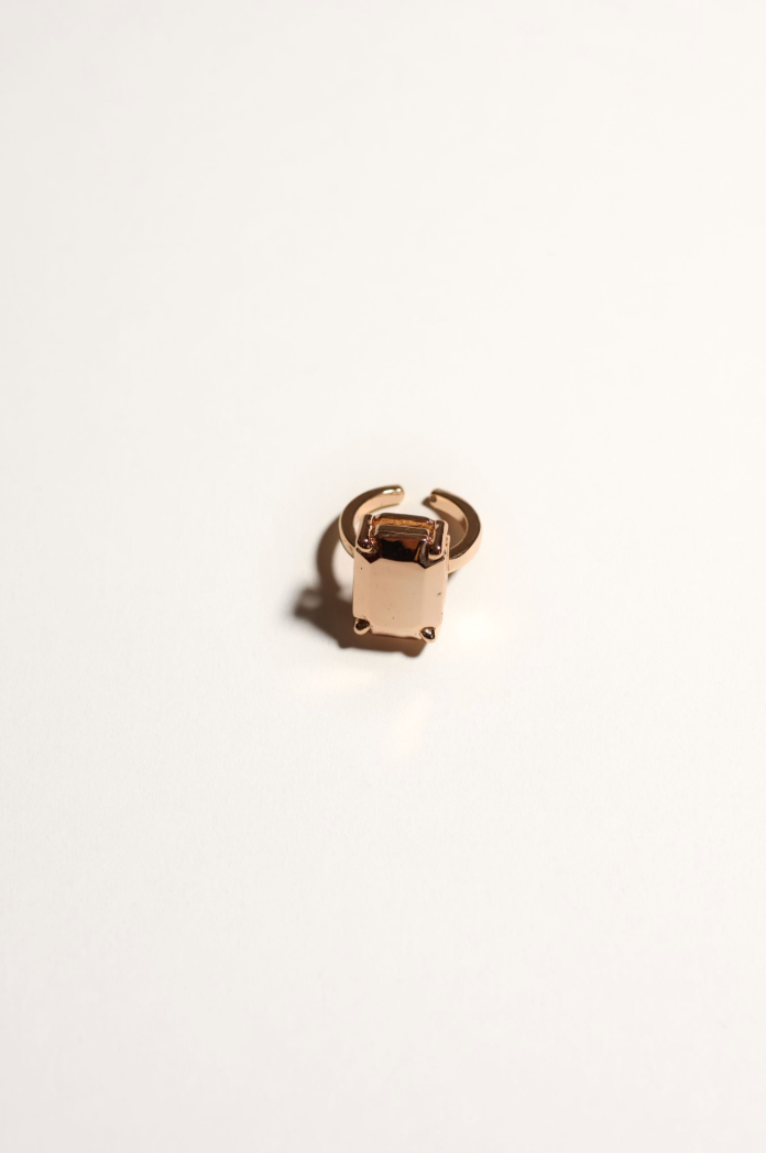 Geometric Square Cut Rose Gold Ring